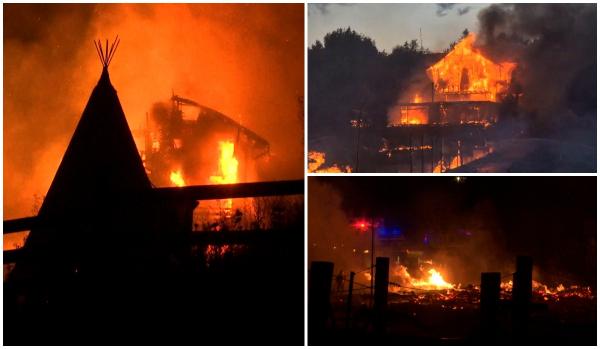 Pensiunea Maggie's Ranch din Râşnov, mistuită de un incendiu violent. Filmul incidentului