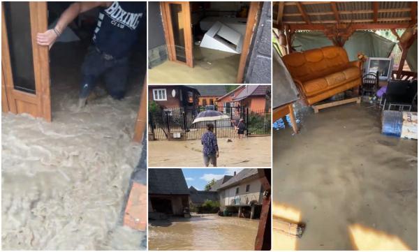 "Ferească Dumnezeu cu ce viteză vine!" Ploile torenţiale au făcut prăpăd în Sighet, în doar câteva minute