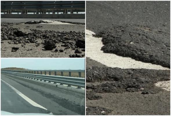 Autostrada stricată la un an de la inaugurare. Șoferii fac slalom printre hopuri pe tronsonul de 100 mil. lei