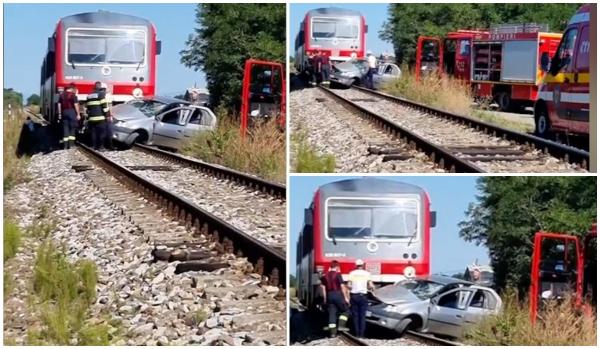 O persoană a murit, după ce maşina în care se afla a fost lovită de tren în Satu Mare