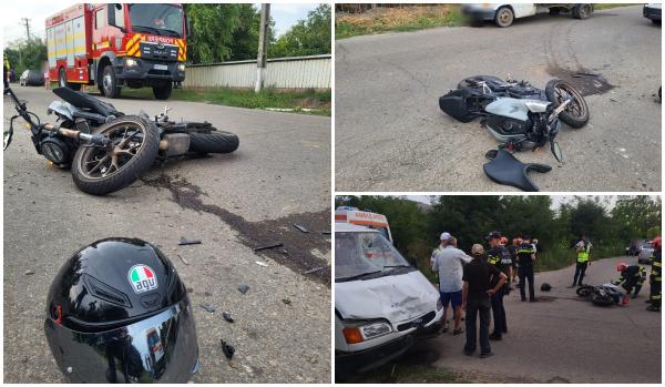 Un adolescent din Botoşani a ajuns la spital, după ce a intrat cu motocicleta într-o autoutilitară