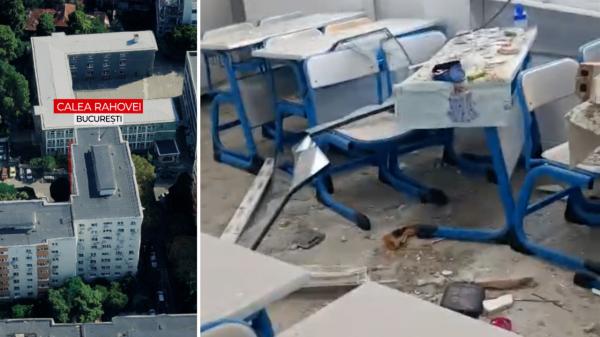 "S-au trezit cu cioburi în cap". Liceul Dimitrie Bolintineanu, afectat grav de explozia din Rahova