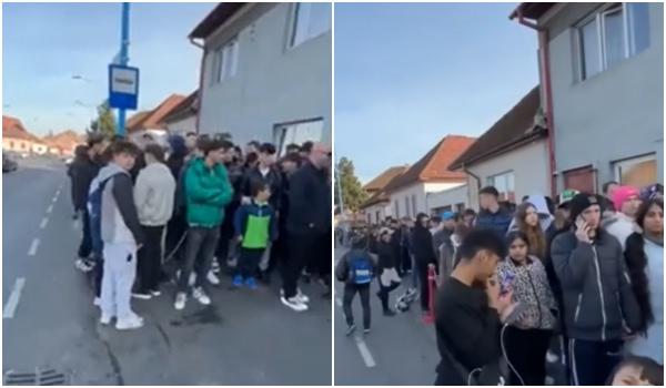 Sute de braşoveni au stat ore întregi la o coadă uriaşă pentru a primi o şaorma gratis