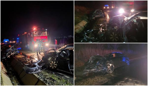 Maşini făcute zob după o coliziune frontală în Galaţi. Unul dintre şoferi a murit, doi soţi grav răniţi