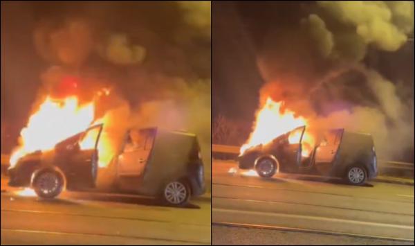 Maşină cuprinsă de flăcări, în Timişoara. Şoferul a reuşit să iasă, ca prin minune, la timp