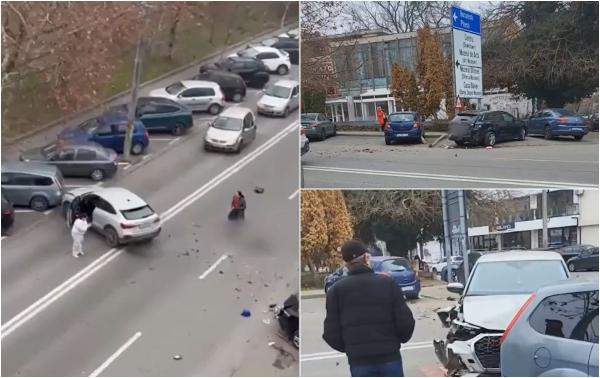 Un şofer bulgar a făcut praf o maşină, după ce a virat fără să se asigure într-o intersecţie din Craiova