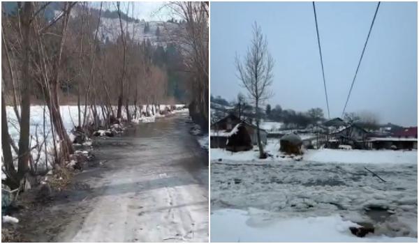 Alertă pe râurile din 2 județe din cauza zăporului. Zeci de gospodării au fost inundate în urma fenomenului