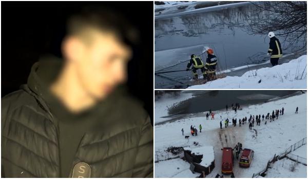 Filmul tragediei din Gherla. Doi verișori, căzuţi în apele îngheţate ale Someșului, unul este de negăsit