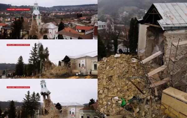 ANIMAŢIE. S-a prăbuşit turnul bisericii de 500 de ani din Sălaj, monument naţional