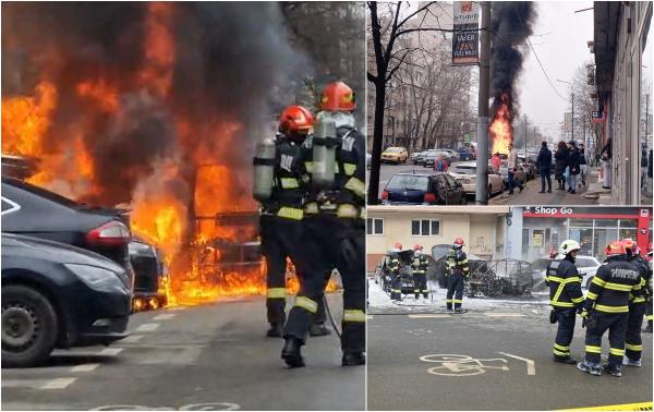 Doi soţi captivi într-un vehicul electric care a luat foc în Crângaşi. Femeia a murit arsă de vie