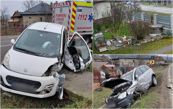O şoferiţă s-a izbit violent de o maşină, după ce a intrat pe contrasens. Momentul accidentului din Cluj