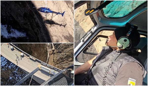 ANIMAŢIE. Operaţiune spectaculoasă la barajul Vidraru: zeci de tone mutate cu elicopterul