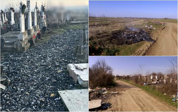 Cimitir dintr-o comună din Dolj, transformat în groapă de gunoi: "Am rămas şocat. Nu îmi venea să cred ce văd"