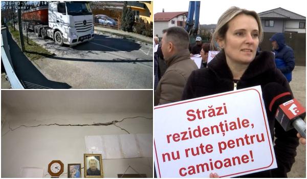 Casele unui cartier clujean, distruse de şoferii de TIR care folosesc un drum interzis