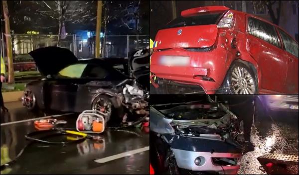 Şofer vitezoman, prăpăd într-un cartier din Bucureşti. A lovit 9 maşini parcate: "A derapat un pic"