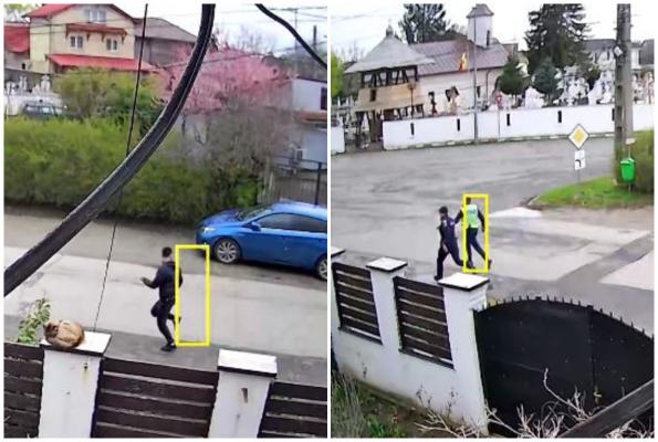 Urmărire ca în filme în Buftea. Momentul în care poliţiştii trag cu pistolul după un bărbat care fugea