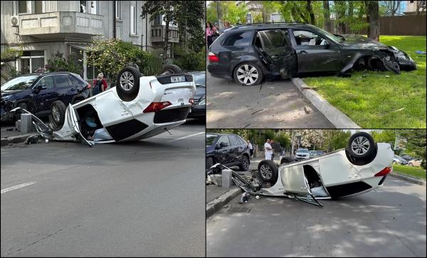 Accident cu 3 maşini în Sectorul 6. O tânără de 29 de ani a ajuns la spital, după ce maşina ei s-a răsturnat
