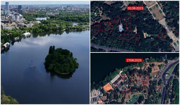 Spațiile verzi din Parcul Herăstrău dispar bucată cu bucată. Imagini surprinse din satelit