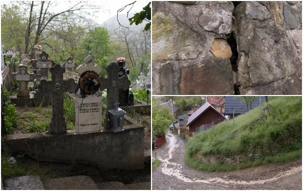 "Cade și vin morții aici". Teroare într-o comună buzoiană, unde un cimitir ar putea să o ia la vale peste case
