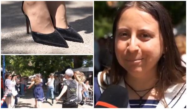 250 de metri au alergat pe tocuri curajoasele la festivalul "Femei pe Mătăsari". Emilia: "Am zis de ce nu?