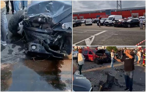 I s-ar fi blocat acceleraţia şi a intrat în 12 maşini parcate. Accident dramatic la Dragonul Roşu