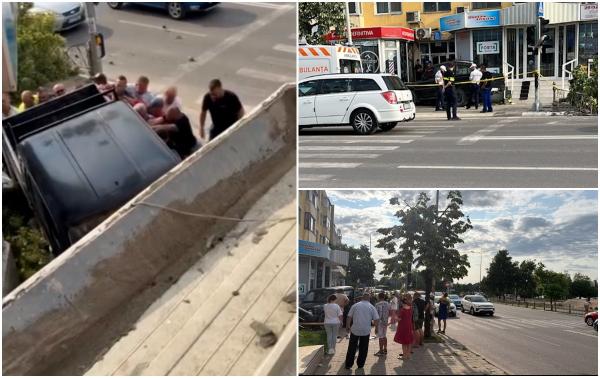 Momentul când martorii încearcă să o scoată pe Tatiana de sub maşină. Femeia nu a avut nicio şansă