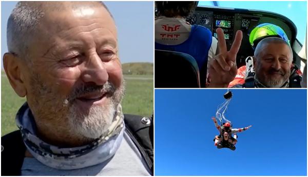 Experienţe cu adrenalină pe litoral. La 62 de ani, un tată a sărit pentru prima dată cu paraşuta