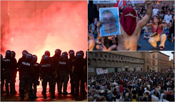 Momentul în care un marocan moare în timp ce este imobilizat de poliție. Proteste violente la Bologna