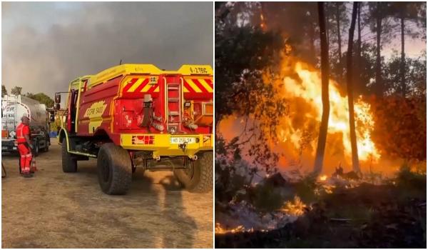 Franţa evacuează peninsula Cap Ferret. 35.000 de oameni fug din calea flăcărilor; 6 pompieri, spitalizaţi