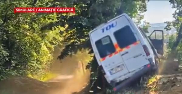 ANIMAŢIE. Cum s-a produs accidentul cu juniorii lui Dinamo. Şoferul a făcut infarct cu microbuzul în pantă