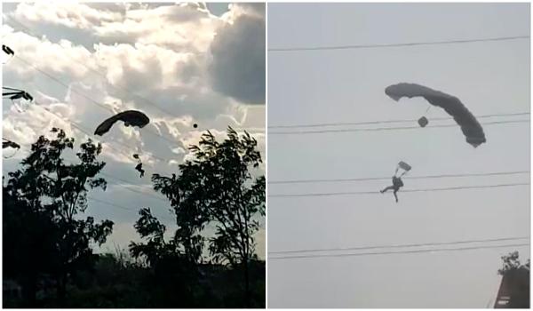 Militar, rămas agăţat de fire de electricitate în timpul unui exerciţiu, în Mureş. Altul a căzut pe acoperiş