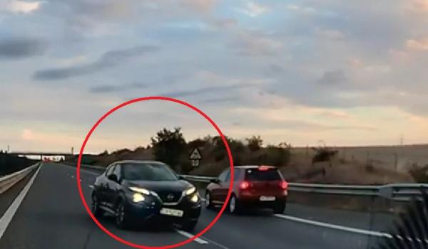 Momentul în care un șofer de 73 de ani intră pe contrasens pe A1. A continuat drumul cu mașina avariată