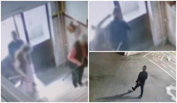 Momentul în care două bătrâne sunt tălhărite de un bărbat în Bucuresti. Individul le-a atacat în scara de bloc