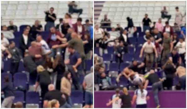 Momentul în care părinții se iau la bătaie în tribune la un meci de handbal de junioare la Timișoara