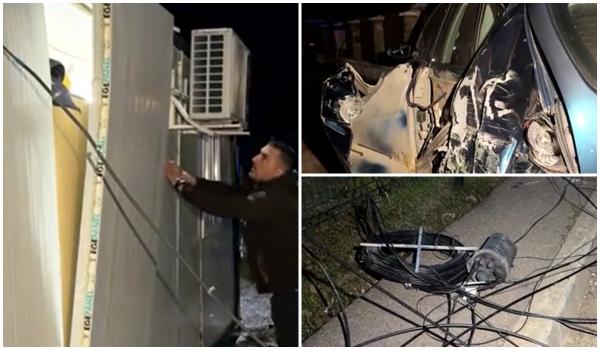 Un şofer de autobuz, beat criţă, a făcut prăpăd în Suceava. A lovit mai multe maşini şi a doborât un stâlp