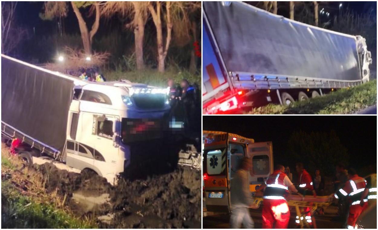 Fine terribile per un camionista rumeno in Italia.  Un palo metallico ha trafitto la cabina del camion, diretto a Venezia