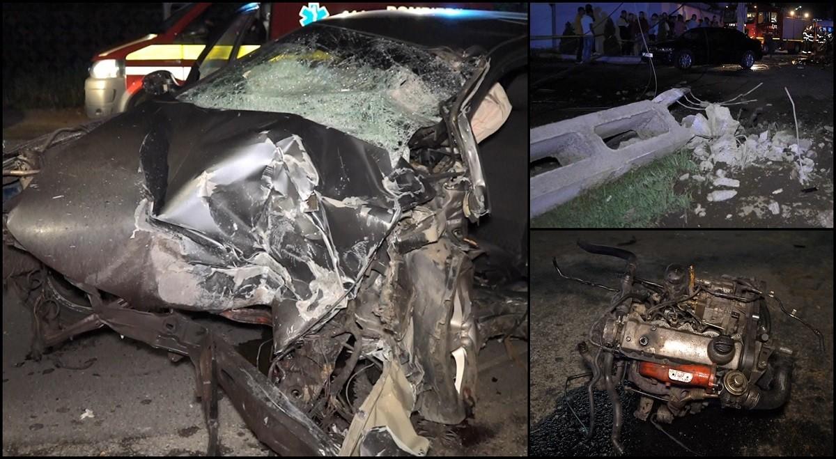 Doi prieteni au murit la Găești, mașina lor a doborât la pământ un stâlp de beton (Video)