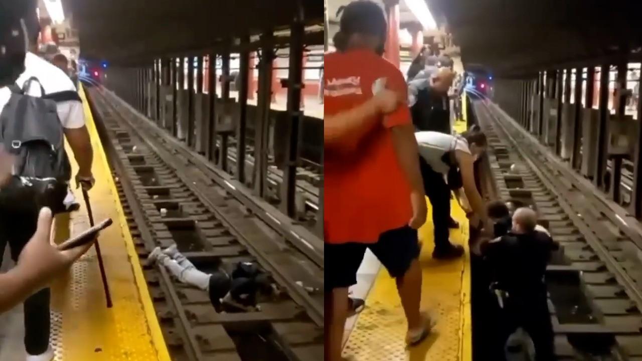 VIDEO. Bărbat salvat în ultima clipă din faţa metroului. A leșinat și a căzut pe șine când trenul intra în stație, în New York