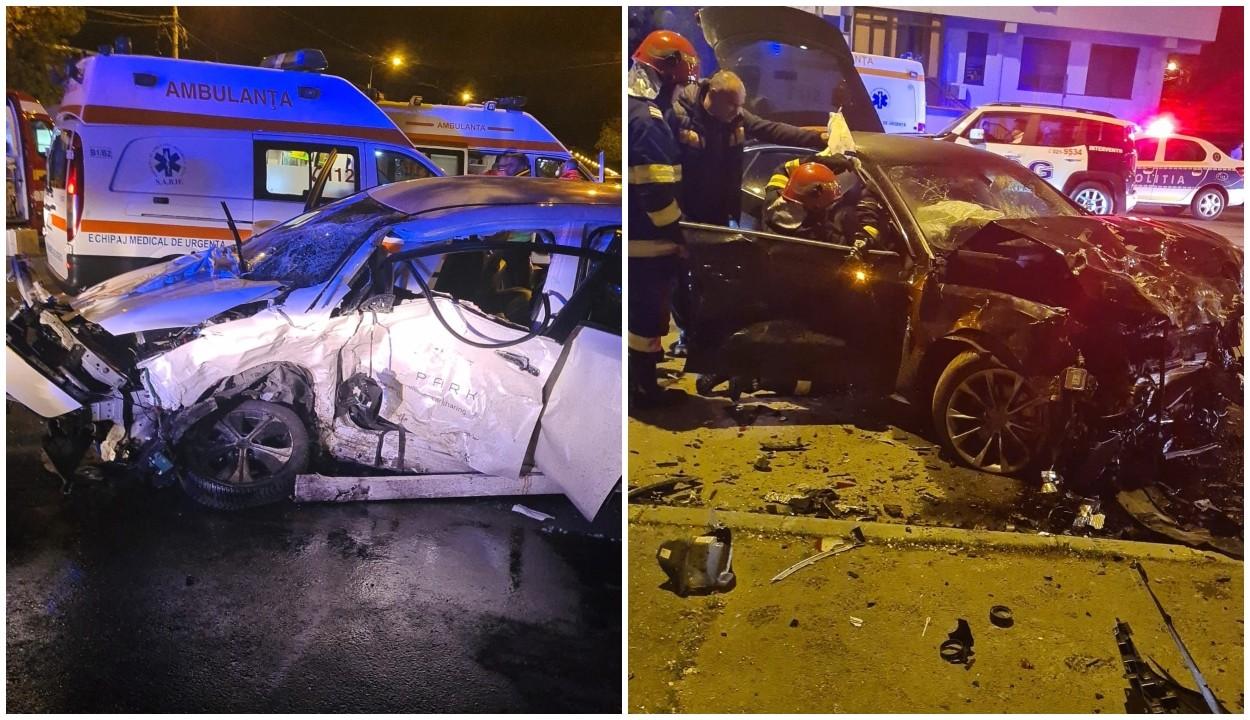 "E făcută praf". Trei maşini, implicate într-un grav accident în Bucureşti. Trei persoane au ajuns la spital