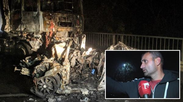 Marturia şoferului de TIR distrus de foc în accidentul din Bihor. Trei tineri au murit carbonizaţi într-un BMW