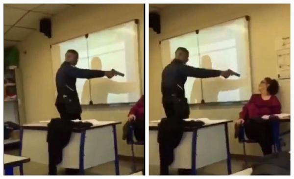 Imagini tulburătoare într-o sală de clasă din Franța! Un elev de 16 ani amenință cu o armă falsă o profesoară (Video)