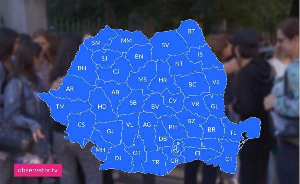 Harta României cu rezultatele finale la Bacalaureat 2018, după ce sunt soluționate contestațiile