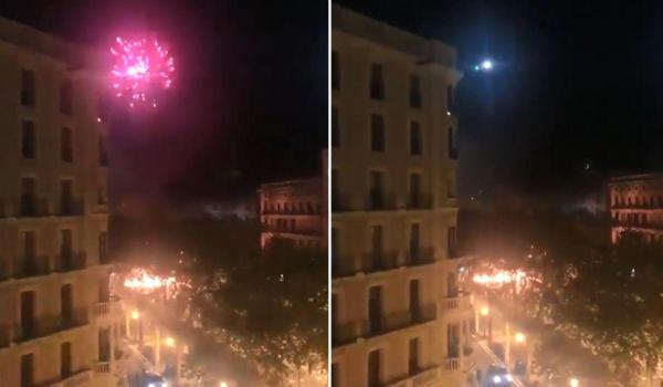 Elicopter al Poliţiei atacat cu artificii de protestatarii din Barcelona