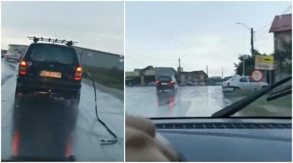 Un şofer a plecat de la benzinărie cu tot cu furtunul de alimentare, în Pitești