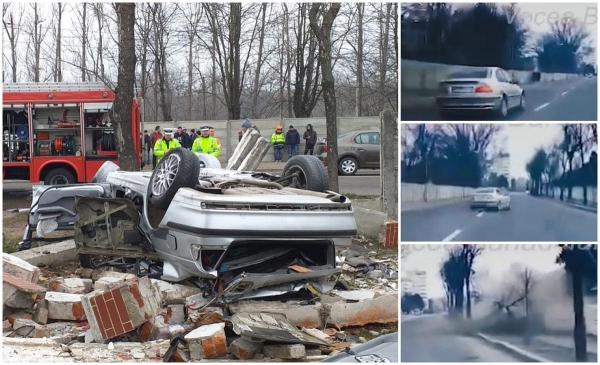 Momentul accidentului cu doi morţi de la Bârlad. Şoferul BMW-ului depăşeşte şi pierde controlul (Video)