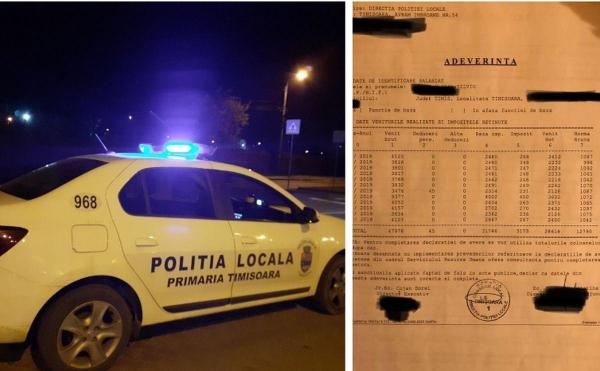 Un polițist local din Timișoara își arată salariul