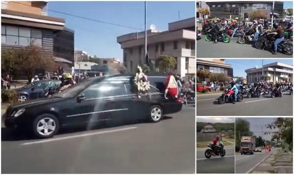 Claudiu, tânărul biker mort la Bascov, condus pe ultimul drum de sute de motocicliști | Video