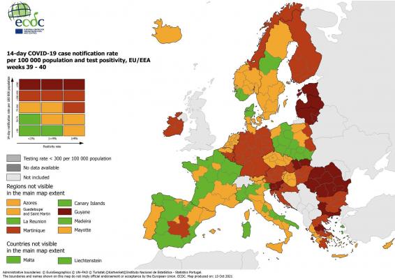 România, la cel mai înalt nivel de îngrijorare pe harta epidemiologică a Europei