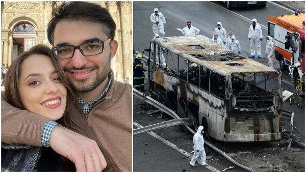 Doi tineri logodnici și 10 membri ai aceleiași familii, morți în autobuzul care a ars pe autostradă, în Bulgaria