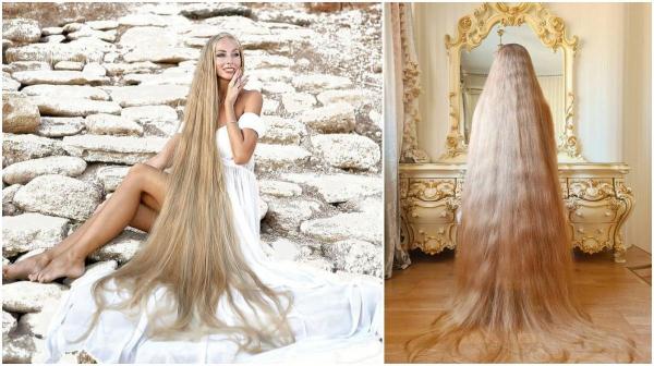 O ucraineancă uimeşte cu frumuseţea părului ei lung până la călcâie